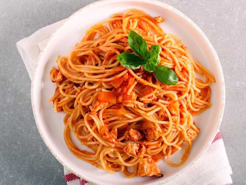 Spaghetti Tumis Ayam Pedas Asam